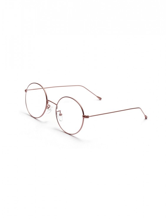 Metal Round Frame Plain Glasses - Rose