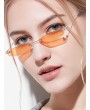 Narrow Lens Rectangle Rimless Sunglasses - Orange