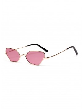 Irregular Metal Small Sunglasses - Blush Red