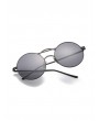 Round Fine Frame Retro Metal Sunglasses - Black