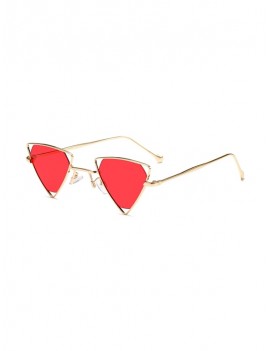 Metal Hollow Triangle Sunglasses - Red