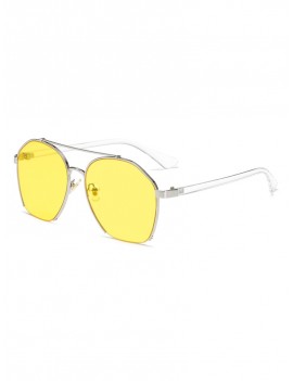 Metal Irregular Frame Polarized Sunglasses - Yellow