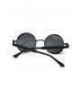 Retro Round Metal Frame Sunglasses - Black Eel