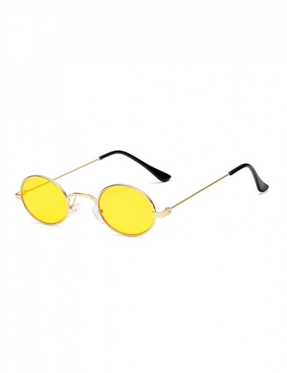 Vintage Metal Small Oval Sunglasses - Yellow