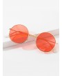 Vintage Round Metal Rim Sunglasses - Red