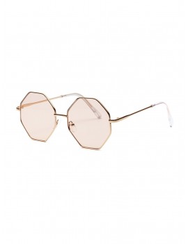 Brief Irregular Metal Sunglasses - Pig Pink