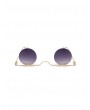 Metal Gradient Rimless Round Sunglasses - Gray