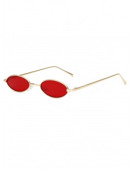 Vintage Small Oval Metal Sunglasses - Red Wine