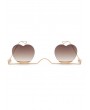 Metal Heart Lens Gradient Sunglasses - Coffee