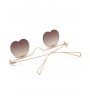 Metal Heart Lens Gradient Sunglasses - Coffee