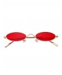 Unique Metal Full Frame Oval Sunglasses - Deep Red