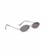 Retro Metal Oval Rimless Sunglasses - Gray Cloud