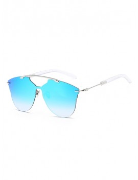 One-piece Metal Oversized Rimless Sunglasses - Deep Sky Blue