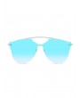 One-piece Metal Oversized Rimless Sunglasses - Deep Sky Blue