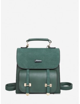 Square Suede Shoulder Travel Backpack - Medium Sea Green