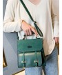Square Suede Shoulder Travel Backpack - Medium Sea Green