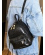 Snakeskin Mini Embossed Backpack - Black