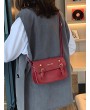 Messenger Casual Shoulder Bag - Red Wine