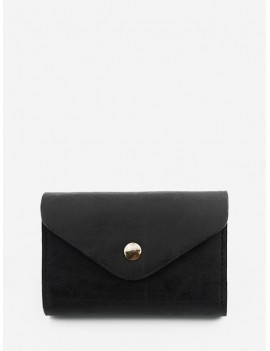 Snap Button PU Leather Card Bag - Black