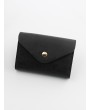Snap Button PU Leather Card Bag - Black
