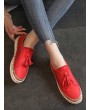 Hollow Out Tassel Embellished Slip On Shoes - Red Eu 37
