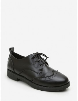 Solid PU Leather Vintage Casual Shoes - Black Eu 39