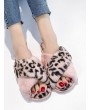 Leopard Print Criss-cross Faux Fur Flat Shoes - Pink Eu 40