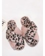 Leopard Print Criss-cross Faux Fur Flat Shoes - Pink Eu 40