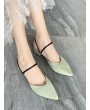 Low Chunky Heel Pointed Toe Sandals - Pine Green Eu 37