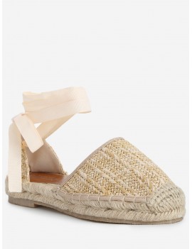 Espadrille Leisure Straw Lace Up Sandals - Apricot 37