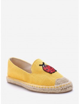 Pineapple Embroidery Espadrille Loafer Flats - Yellow Eu 40