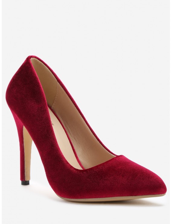  Pointed Toe High Heel Basic Pumps - Red Wine 39