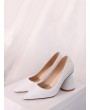 Sequins Design Chunky Heel Pumps - White Eu 36