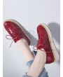 Patent Leather Espadrilles Sewing Sneakers - Chestnut Red 39