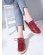 Patent Leather Espadrilles Sewing Sneakers - Chestnut Red 38