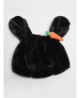Plush Rabbit Ears Carrot Hat - Black