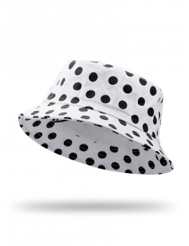 Polka Dot Printed Bucket Hat - White