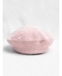 Solid Color Plush Decorated Beret Hat - Pig Pink