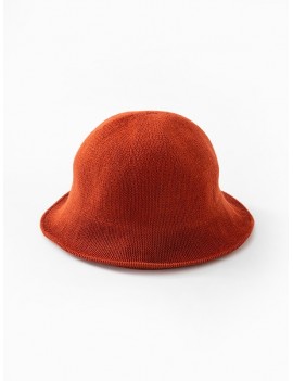 Solid Color Round Top Knitted Hat - Red