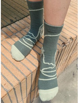 Vintage Style Print Cotton Floor Socks - Fern Green