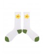 Flower Print Calf Length Socks - Yellow