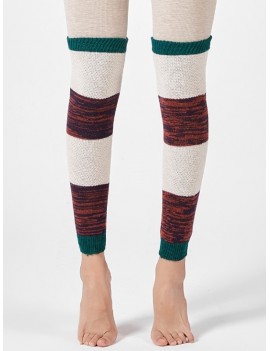 Striped Knitted Winter Sleeve Socks - Green