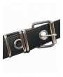 Grommet PU Leather Chain Embellished Waist Belt - Black