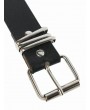 Grommet PU Leather Chain Embellished Waist Belt - Black