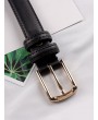 Solid Color Buckle Design PU Belt - Black