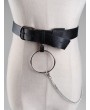 Ring Chain Pin Buckle PU Belt - Black