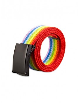Rainbow Color Knitted Striped Belt - Rosso Red