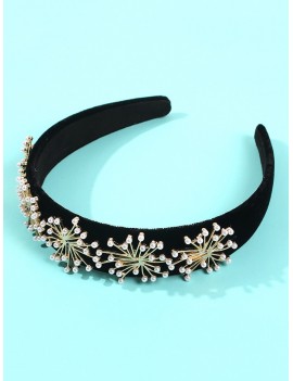 Artificial Pearl Hairband - Black