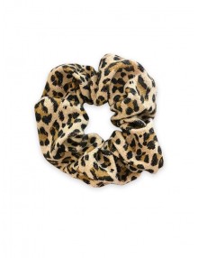Leopard Pattern Elastic Fabric Scrunchy - Apricot