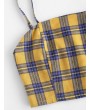 Smocked Back Cami Plaid Skirt Set - Yellow S